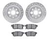 7502-58000 Drilled/Slotted Brake Rotors w/5000 Advanced Brake Pads Kit [Silver], 1986-1989 Acura/Honda, Position: Rear - image 1