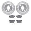 7502-58002 Drilled/Slotted Brake Rotors w/5000 Advanced Brake Pads Kit [Silver], 1987-1990 Acura/Honda, Position: Rear - image 1