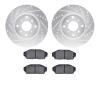 7502-58003 Drilled/Slotted Brake Rotors w/5000 Advanced Brake Pads Kit [Silver], 1987-1990 Acura/Honda, Position: Front - image 1