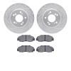 7502-58004 Drilled/Slotted Brake Rotors w/5000 Advanced Brake Pads Kit [Silver], 1991-1996 Acura/Honda, Position: Front - image 1