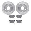 7502-58006 Drilled/Slotted Brake Rotors w/5000 Advanced Brake Pads Kit [Silver], 1992-1994 Acura/Honda, Position: Rear - image 1