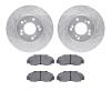 7502-58007 Drilled/Slotted Brake Rotors w/5000 Advanced Brake Pads Kit [Silver], 1993-1995 Acura/Honda, Position: Front - image 1