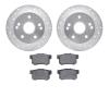 7502-58011 Drilled/Slotted Brake Rotors w/5000 Advanced Brake Pads Kit [Silver], 1996-1998 Acura/Honda, Position: Rear - image 1
