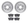7502-58020 Drilled/Slotted Brake Rotors w/5000 Advanced Brake Pads Kit [Silver], 2002-2004 Acura/Honda, Position: Rear - image 1