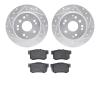 7502-58021 Drilled/Slotted Brake Rotors w/5000 Advanced Brake Pads Kit [Silver], 2004-2008 Acura/Honda, Position: Rear - image 1