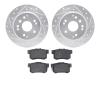 7502-58022 Drilled/Slotted Brake Rotors w/5000 Advanced Brake Pads Kit [Silver], 2003-2011 Acura/Honda, Position: Rear - image 1