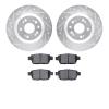 7502-58027 Drilled/Slotted Brake Rotors w/5000 Advanced Brake Pads Kit [Silver], 2009-2014 Acura/Honda, Position: Rear - image 1