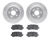 7502-58028 Drilled/Slotted Brake Rotors w/5000 Advanced Brake Pads Kit [Silver], 2014-2020 Acura/Honda, Position: Rear - image 1