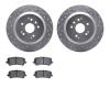 7502-58033 Drilled/Slotted Brake Rotors w/5000 Advanced Brake Pads Kit [Silver], 2014-2016 Acura/Honda, Position: Rear - image 1