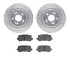7502-58038 Drilled/Slotted Brake Rotors w/5000 Advanced Brake Pads Kit [Silver], 2017-2020 Acura/Honda, Position: Rear - image 1