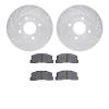7502-59001 Drilled/Slotted Brake Rotors w/5000 Advanced Brake Pads Kit [Silver], 1982-1983 Acura/Honda, Position: Front - image 1