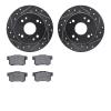 7502-59019 Drilled/Slotted Brake Rotors w/5000 Advanced Brake Pads Kit [Silver], 1992-1997 Acura/Honda, Position: Rear - image 1