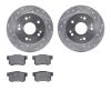 7502-59025 Drilled/Slotted Brake Rotors w/5000 Advanced Brake Pads Kit [Silver], 1997-2015 Acura/Honda, Position: Rear - image 1