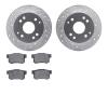 7502-59026 Drilled/Slotted Brake Rotors w/5000 Advanced Brake Pads Kit [Silver], 1998-2002 Acura/Honda, Position: Rear - image 1