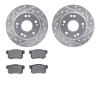 7502-59030 Drilled/Slotted Brake Rotors w/5000 Advanced Brake Pads Kit [Silver], 2003-2008 Acura/Honda, Position: Rear - image 1