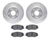 7502-59039 Drilled/Slotted Brake Rotors w/5000 Advanced Brake Pads Kit [Silver], 2003-2017 Acura/Honda, Position: Front - image 1