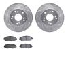 7502-59043 Drilled/Slotted Brake Rotors w/5000 Advanced Brake Pads Kit [Silver], 2012-2015 Acura/Honda, Position: Front - image 1