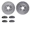 7502-59046 Drilled/Slotted Brake Rotors w/5000 Advanced Brake Pads Kit [Silver], Fits Select Acura/Honda, Position: Front - image 1