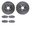 7502-59058 Drilled/Slotted Brake Rotors w/5000 Advanced Brake Pads Kit [Silver], 1999-2004 Acura/Honda, Position: Front - image 1