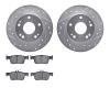 7502-59087 Drilled/Slotted Brake Rotors w/5000 Advanced Brake Pads Kit [Silver], Fits Select Acura/Honda, Position: Rear - image 1