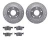 7502-59089 Drilled/Slotted Brake Rotors w/5000 Advanced Brake Pads Kit [Silver], Fits Select Acura/Honda, Position: Rear - image 1