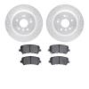 7502-59103 Drilled/Slotted Brake Rotors w/5000 Advanced Brake Pads Kit [Silver], Fits Select Acura/Honda, Position: Rear - image 1