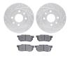 7502-59105 Drilled/Slotted Brake Rotors w/5000 Advanced Brake Pads Kit [Silver], 1983-1987 Acura/Honda, Position: Front - image 1