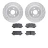 7502-59113 Drilled/Slotted Brake Rotors w/5000 Advanced Brake Pads Kit [Silver], Fits Select Acura/Honda, Position: Rear - image 1