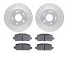 7502-59122 Drilled/Slotted Brake Rotors w/5000 Advanced Brake Pads Kit [Silver], Fits Select Acura/Honda, Position: Rear - image 1