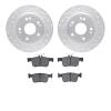 7502-59123 Drilled/Slotted Brake Rotors w/5000 Advanced Brake Pads Kit [Silver], Fits Select Acura/Honda, Position: Rear - image 1