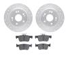 7502-59124 Drilled/Slotted Brake Rotors w/5000 Advanced Brake Pads Kit [Silver], 2018-2020 Acura/Honda, Position: Rear - image 1
