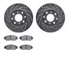 7502-59150 Drilled/Slotted Brake Rotors w/5000 Advanced Brake Pads Kit [Silver], 1988-1990 Acura/Honda, Position: Front - image 1