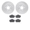 7502-63000 Drilled/Slotted Brake Rotors w/5000 Advanced Brake Pads Kit [Silver], 1994-1997 Mercedes-Benz, Position: Front - image 1