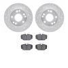 7502-63013 Drilled/Slotted Brake Rotors w/5000 Advanced Brake Pads Kit [Silver], 1984-1989 Mercedes-Benz, Position: Front - image 1