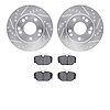 7502-63014 Drilled/Slotted Brake Rotors w/5000 Advanced Brake Pads Kit [Silver], 1987-1993 Mercedes-Benz, Position: Front - image 1