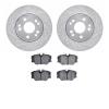 7502-63017 Drilled/Slotted Brake Rotors w/5000 Advanced Brake Pads Kit [Silver], 1990-1992 Mercedes-Benz, Position: Front - image 1