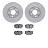 7502-63020 Drilled/Slotted Brake Rotors w/5000 Advanced Brake Pads Kit [Silver], 1984-1995 Mercedes-Benz, Position: Front - image 1