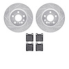 7502-63025 Drilled/Slotted Brake Rotors w/5000 Advanced Brake Pads Kit [Silver], 1992-1999 Mercedes-Benz, Position: Rear - image 1