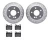 7502-63029 Drilled/Slotted Brake Rotors w/5000 Advanced Brake Pads Kit [Silver], 1994-1995 Mercedes-Benz, Position: Rear - image 1