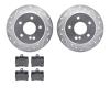 7502-63030 Drilled/Slotted Brake Rotors w/5000 Advanced Brake Pads Kit [Silver], 1994-1998 Mercedes-Benz, Position: Rear - image 1
