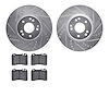 7502-63031 Drilled/Slotted Brake Rotors w/5000 Advanced Brake Pads Kit [Silver], 1994-2002 Mercedes-Benz, Position: Front - image 1