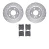 7502-63033 Drilled/Slotted Brake Rotors w/5000 Advanced Brake Pads Kit [Silver], 1994-2000 Mercedes-Benz, Position: Rear - image 1