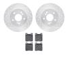 7502-63035 Drilled/Slotted Brake Rotors w/5000 Advanced Brake Pads Kit [Silver], 1996-1998 Mercedes-Benz, Position: Rear - image 1