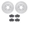 7502-63036 Drilled/Slotted Brake Rotors w/5000 Advanced Brake Pads Kit [Silver], 1997-1998 Mercedes-Benz, Position: Front - image 1