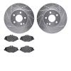 7502-63041 Drilled/Slotted Brake Rotors w/5000 Advanced Brake Pads Kit [Silver], 2003-2009 Mercedes-Benz, Position: Front - image 1