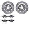 7502-63048 Drilled/Slotted Brake Rotors w/5000 Advanced Brake Pads Kit [Silver], 2007-2009 Mercedes-Benz, Position: Rear - image 1