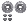 7502-63053 Drilled/Slotted Brake Rotors w/5000 Advanced Brake Pads Kit [Silver], 2005-2016 Smart, Position: Front - image 1