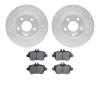 7502-63058 Drilled/Slotted Brake Rotors w/5000 Advanced Brake Pads Kit [Silver], 2014-2019 Mercedes-Benz, Position: Rear - image 1