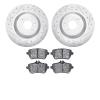 7502-63059 Drilled/Slotted Brake Rotors w/5000 Advanced Brake Pads Kit [Silver], 2014-2021 Mercedes-Benz, Position: Rear - image 1