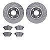 7502-63063 Drilled/Slotted Brake Rotors w/5000 Advanced Brake Pads Kit [Silver], 2017-2019 Mercedes-Benz, Position: Rear